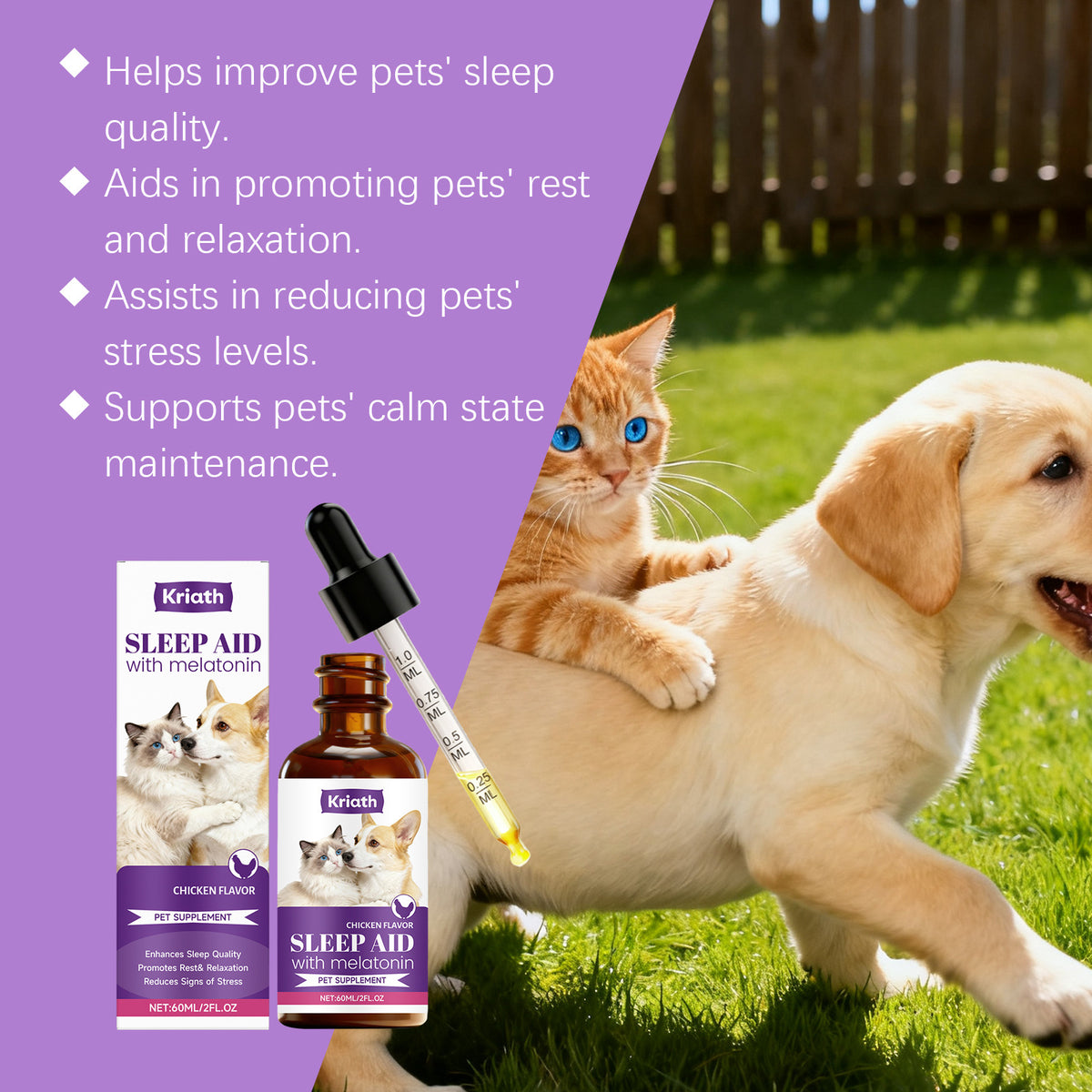 Kriath Pet Cat And Dog Care Drops Gentle, Nourishing, And Soothing Drops For Cats And Dogs, Ideal For Daily Sleep And General Care by Ricaloux