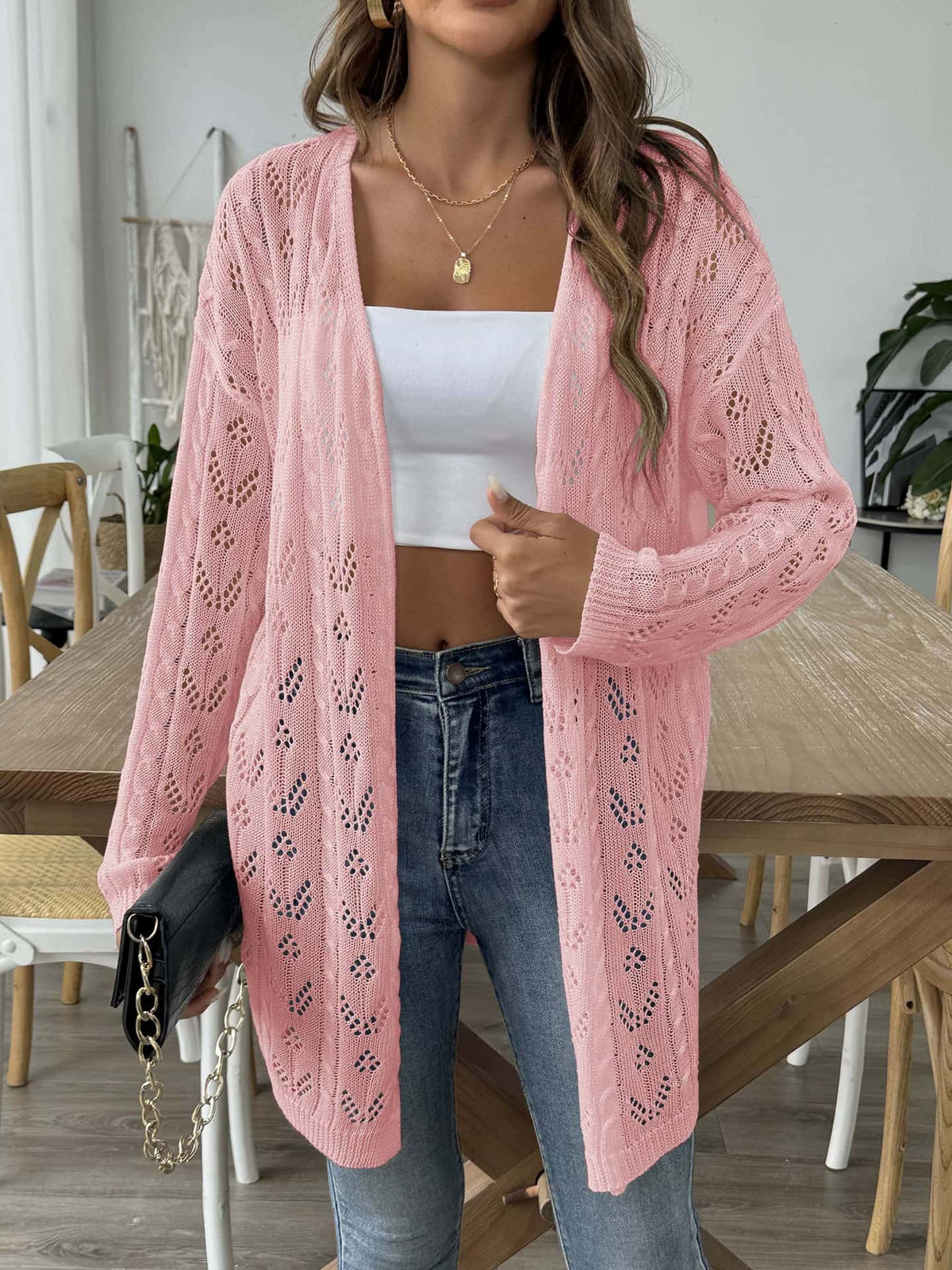 Women Hollow Knit Cardigan, Cross-border European American Bestseller Open Front Air Conditioning Sweater, Casual Loose Beach Outerwear, 6 Colors Available – Premium 4 | RICALOUX