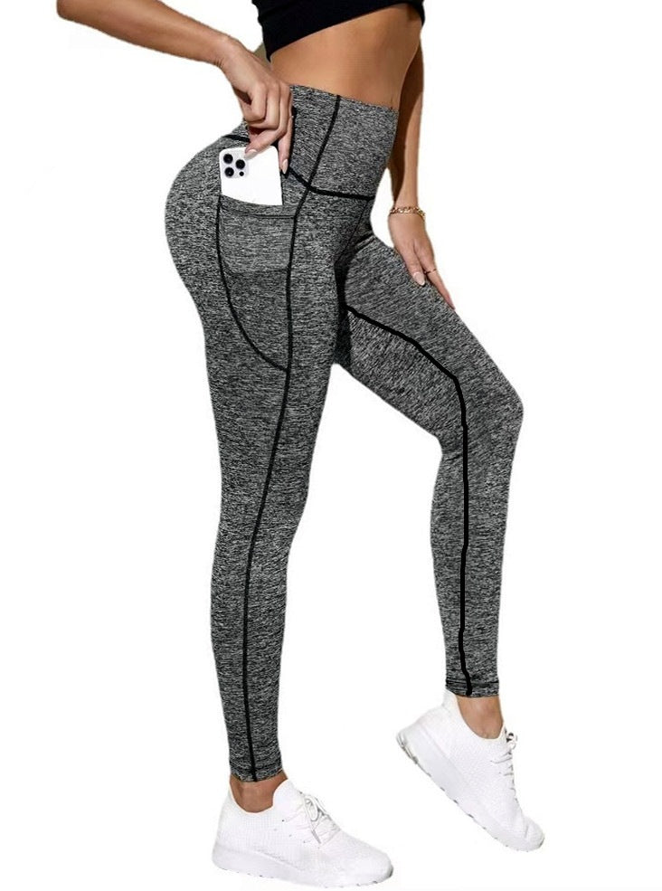 High-waisted Solid-color Tight Yoga Pants For Women, Slim-fit, Sexy Design, Suitable For Running And Outdoor Activities, Popular In European And American Markets by Ricaloux