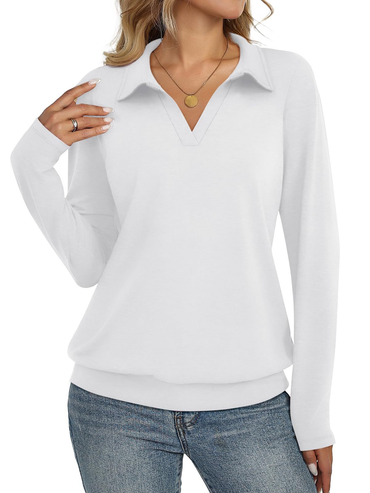 Womens Long-sleeved Fashionable Casual Minimalist And Relaxed-fit Top by Ricaloux