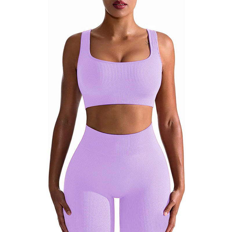Seamless Yoga Training Threaded High-Elastic Fabric Outdoor Running Fitness Set For Women – Premium 0 | RICALOUX