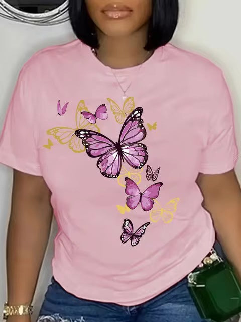 Butterfly-cluster Womens T-shirt Delicate Graphic Casual Top – Premium 0 | RICALOUX