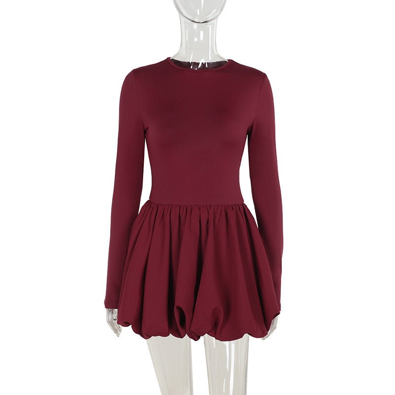 Slim Fit Bud Backless Long Sleeve Dress - RICALOUX