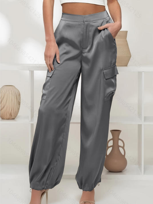 Western-style Womens Satin Cargo Pants by Ricaloux