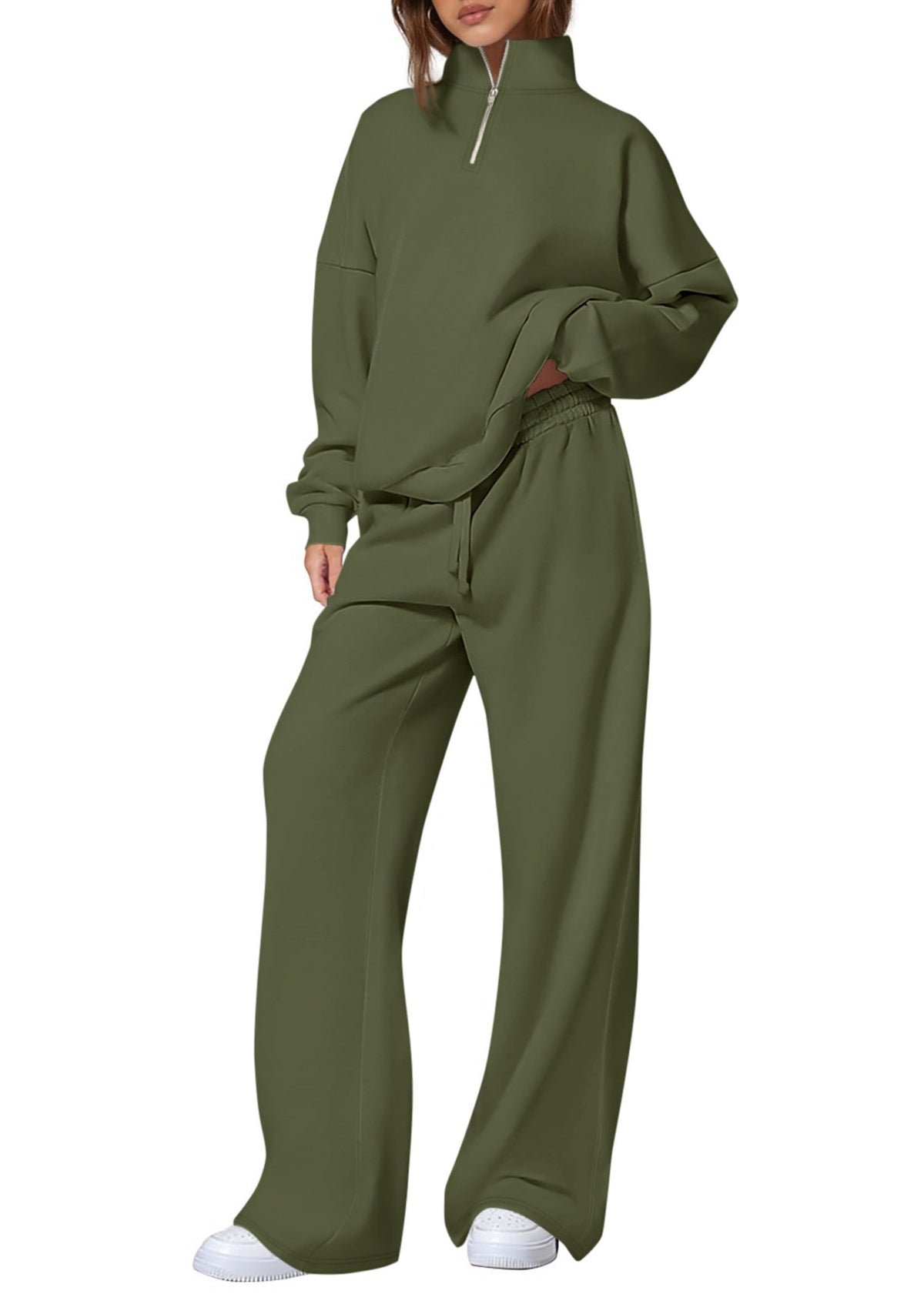 Springautumn Half-zip Sweatshirt And Straight-leg Pants Sportswear Travel Set by Ricaloux