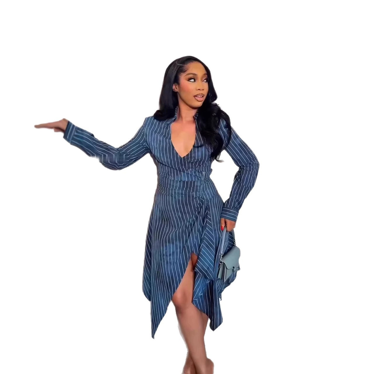 Womens Mid-length Striped Fashionable Casual Dress by Ricaloux