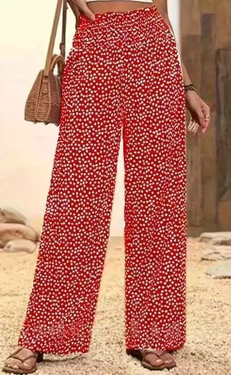 Casual Printed High-Waisted Slimming Straight-Leg Pants – Premium 0 | RICALOUX