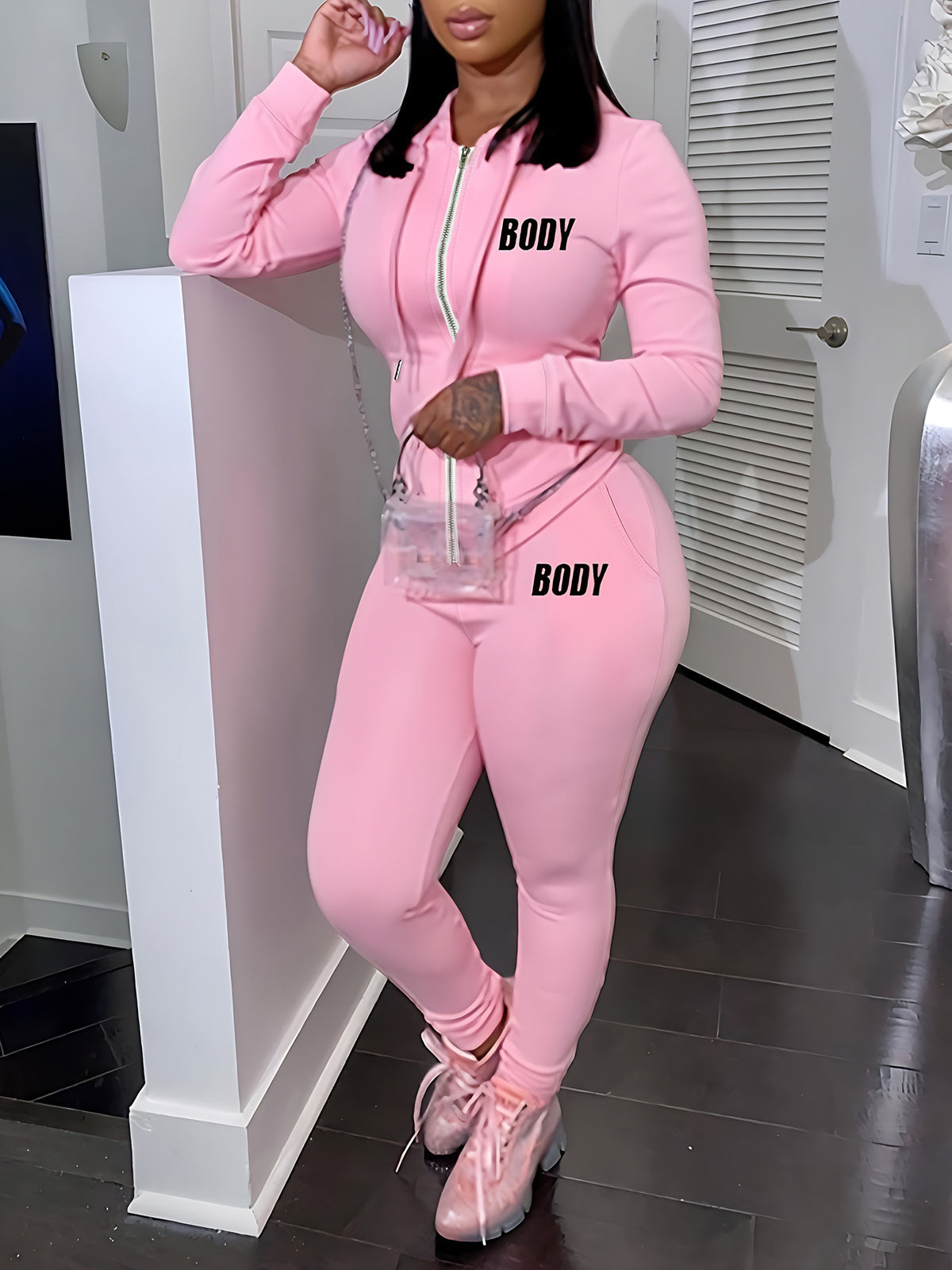 Womens Two-Piece Sweatshirt Set With Hoodie And Lettering Fashionable Outfit – Premium 0 | RICALOUX