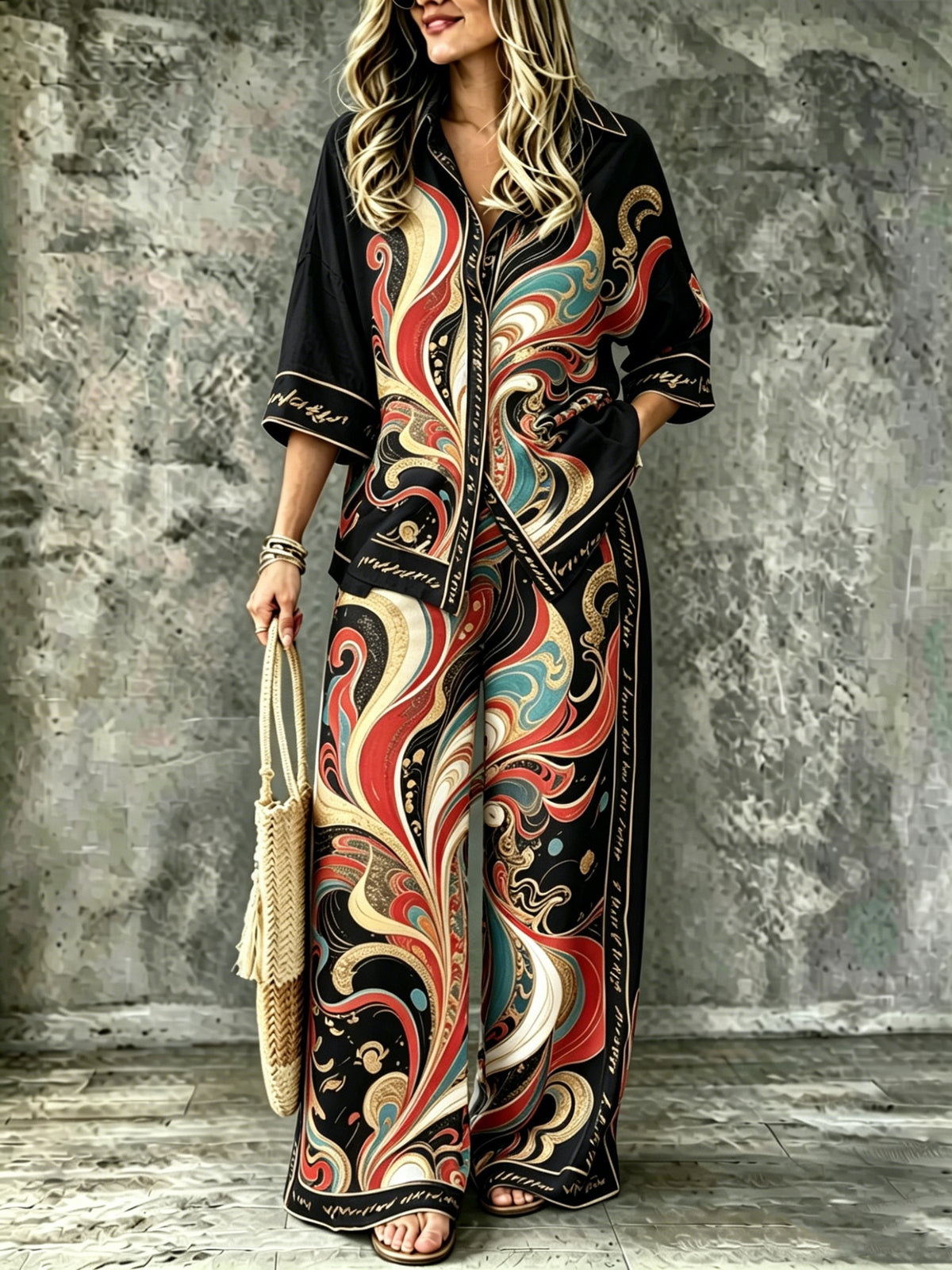 Spring Summer Womens Shirt Set With Digital Print – Premium 0 | RICALOUX