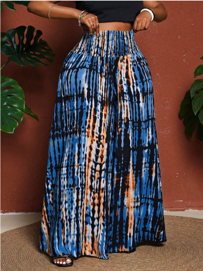 Plus-size Fashionable Printed Casual Pants For Women Outerwear Style With A Waistband by Ricaloux