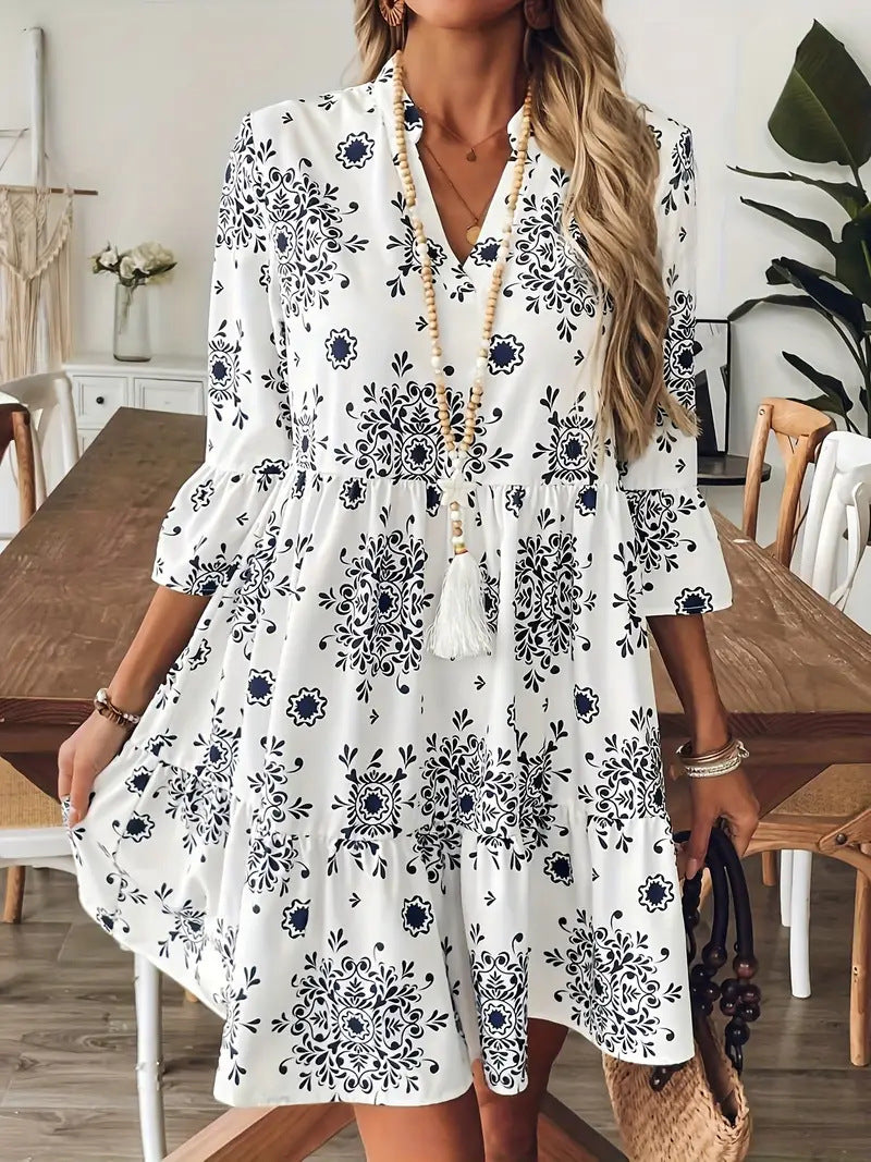 Elegant Womens Dress With Three-quarter Sleeves by Ricaloux