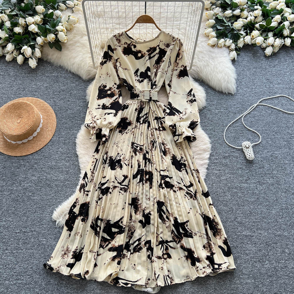 Womens French-style Vintage Chic Printed Dress by Ricaloux