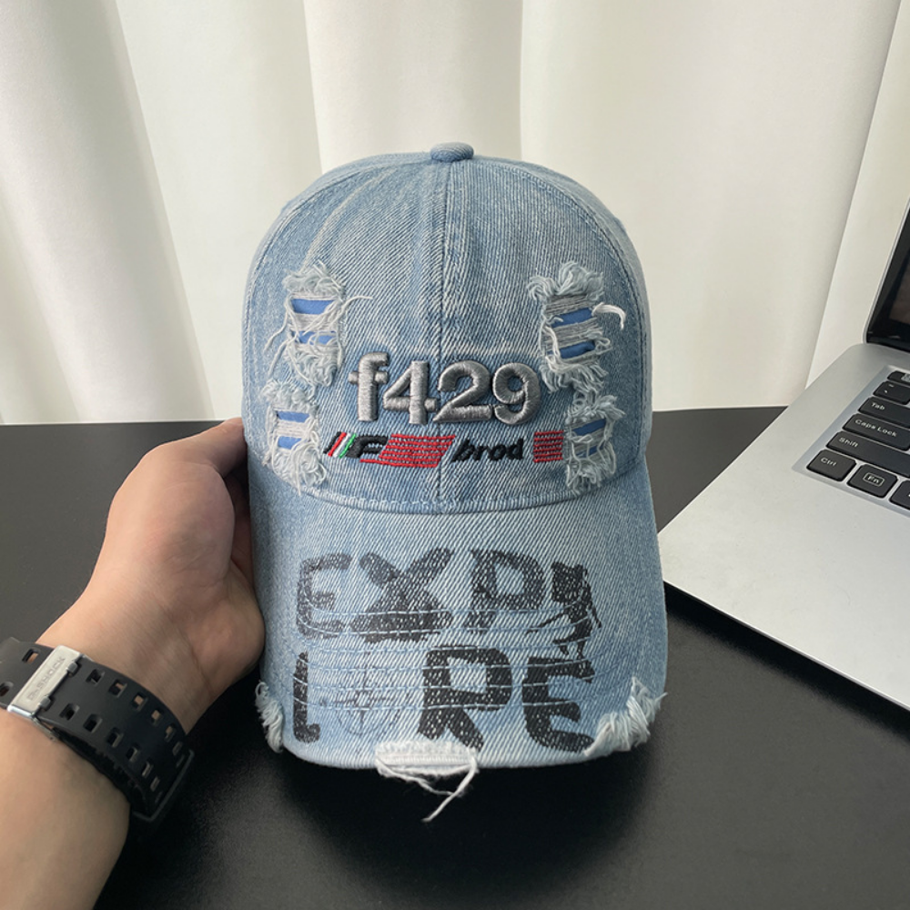 Monochromatic Three-dimensional Embroidered Frayed-edge Personalized Print Brim Trendy Casual Baseball Cap Suitable For Street And Travel Use – Premium 4 | RICALOUX