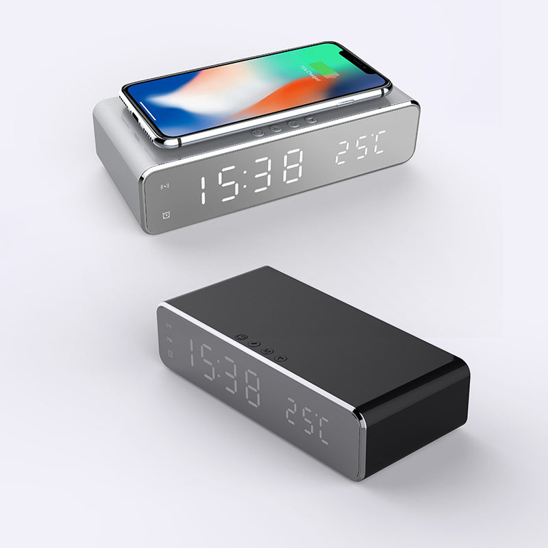 LED Electric Alarm Clock With Wireless Charger Desktop Digital Despertador Thermometer Clock HD Mirror Clock Watch Table Decor – Premium 0 | RICALOUX