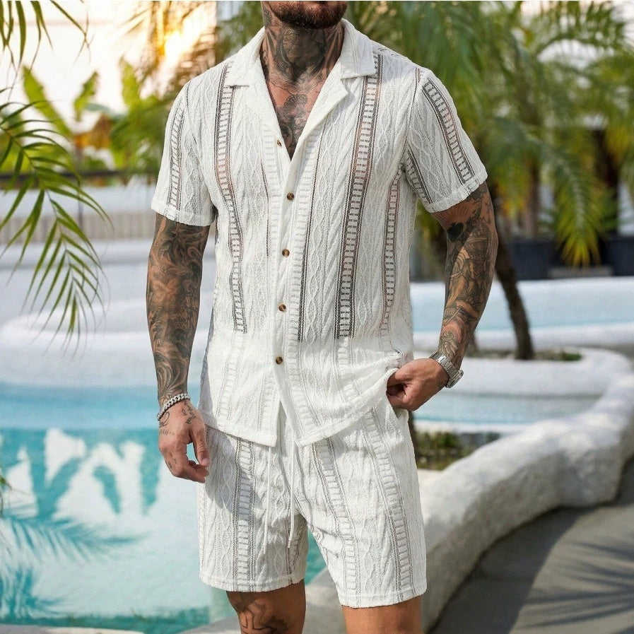 Mens Fashionable Printed Casual Shirt Set by Ricaloux