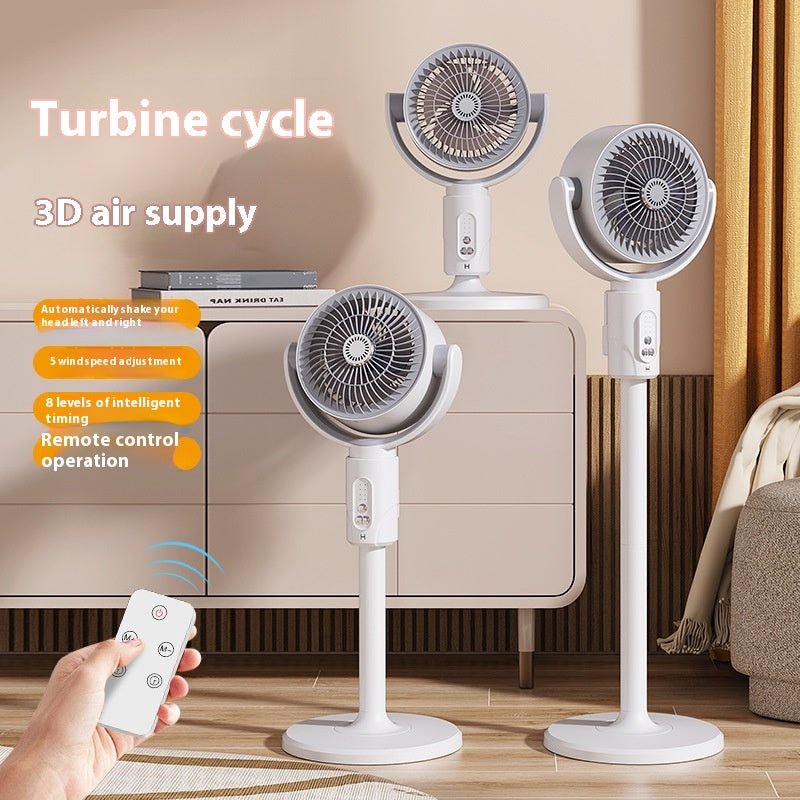 Remote Control Air Circulator Fan - 3D Oscillating Turbine Design Quiet Energy Saving Floor Standing Bladeless Cooling for Home Office Bedroom Use - RICALOUX