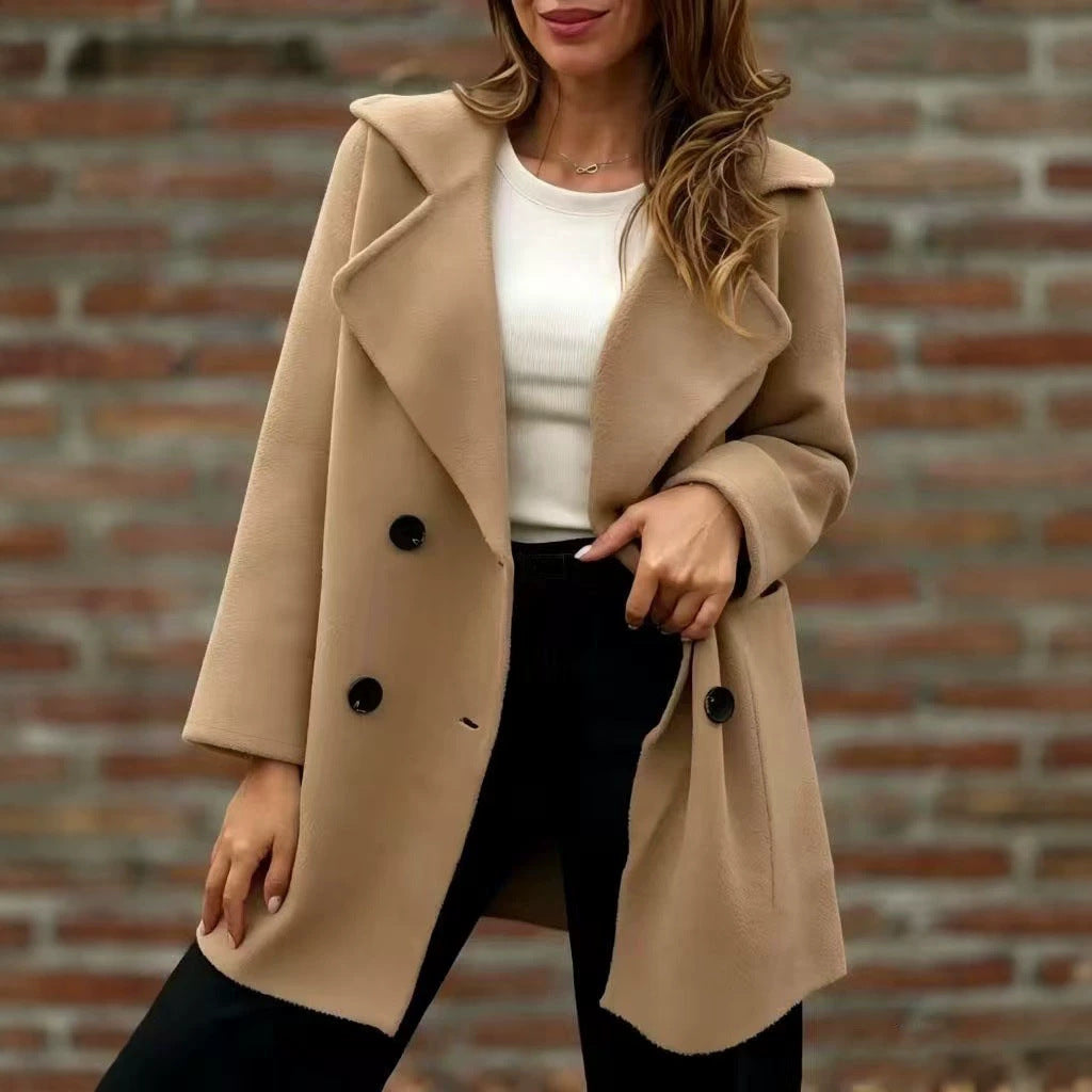 Loose-fitting Double-breasted Wool Coat by Ricaloux