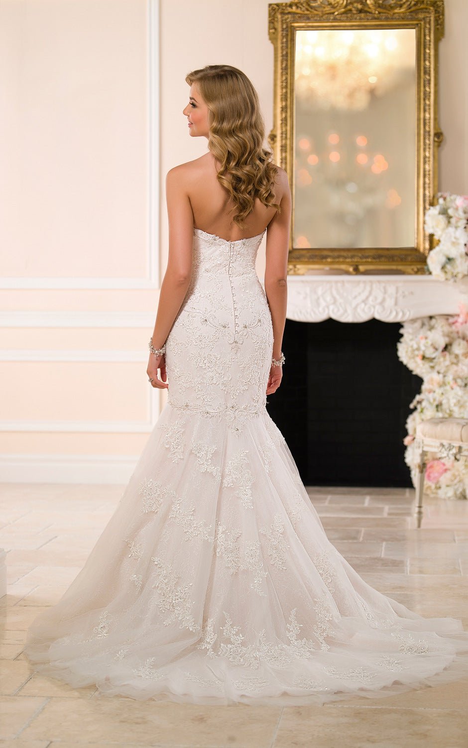 Trailing wedding dress tube top lace wedding dress - RICALOUX