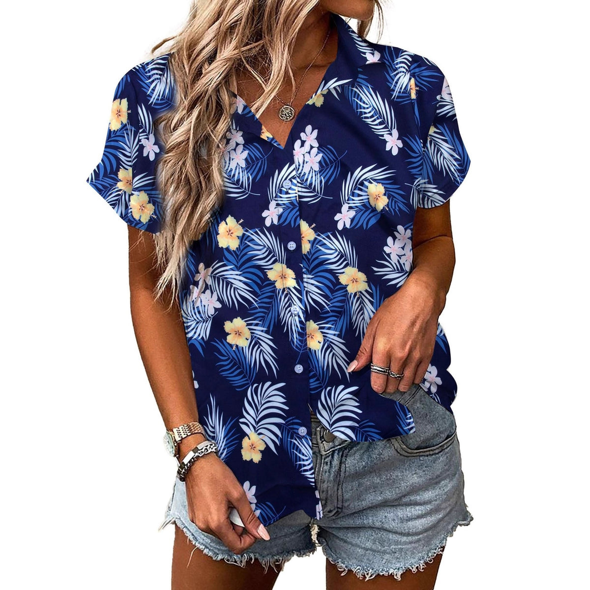 Womens Fashion Plus-Size Floral Loose-Fitting Shirt by Ricaloux