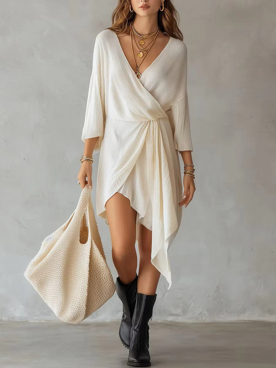 European And American-style Wrap V-neck Dress For Women by Ricaloux