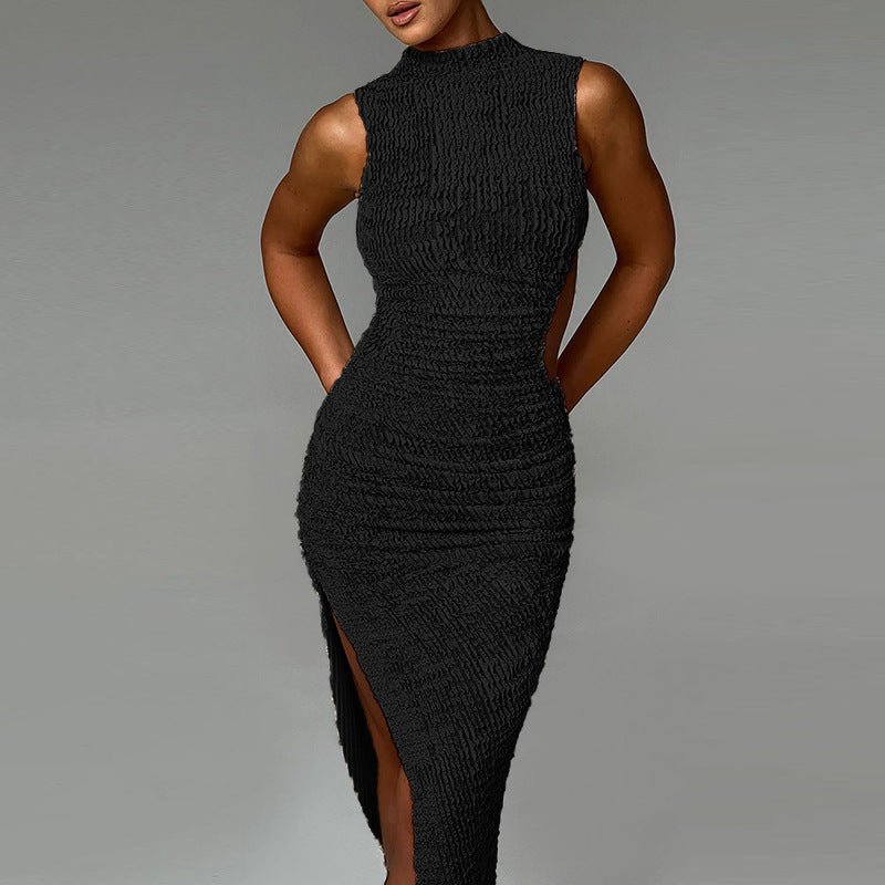 New Fashion Camisole Texture Backless Slit Tight Dress - RICALOUX