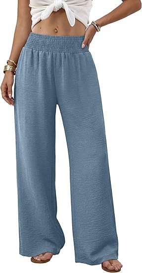 Womens Relaxed-fit High-waisted Casual Wide-leg Trousers With Pleats by Ricaloux