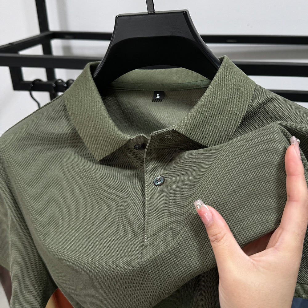 Heavyweight Mens Polo Shirt Short-sleeved T-shirt With A Turn-down Collar by Ricaloux