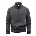 Zippered Pocket Long-sleeve Stand-collar Cardigan Sweatshirt by Ricaloux
