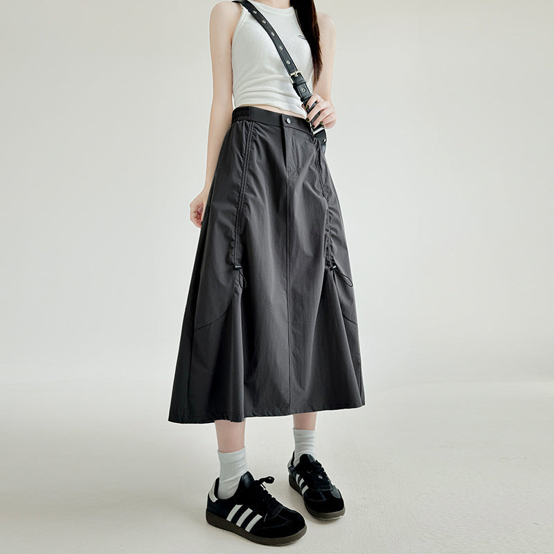 Gray American-style Drawstring Utility Skirt For Women Summer Season – Premium 0 | RICALOUX