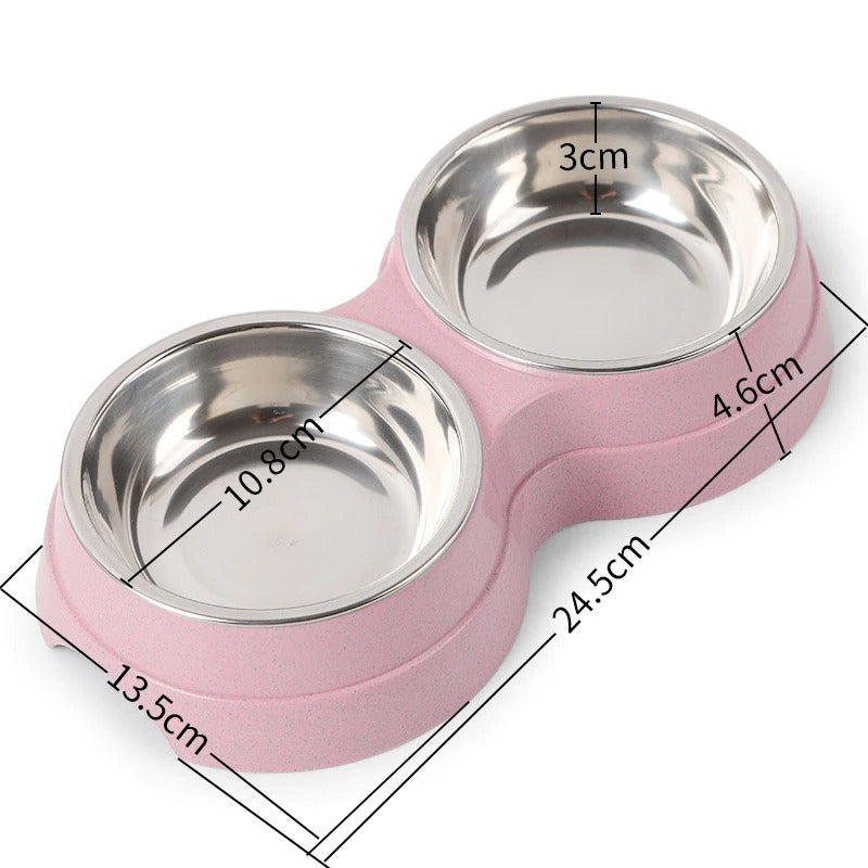 Double Pet Bowls Dog Food Water Feeder Stainless Steel Pet Drinking Dish Feeder Cat Puppy Feeding Supplies Small Dog Accessories by Ricaloux