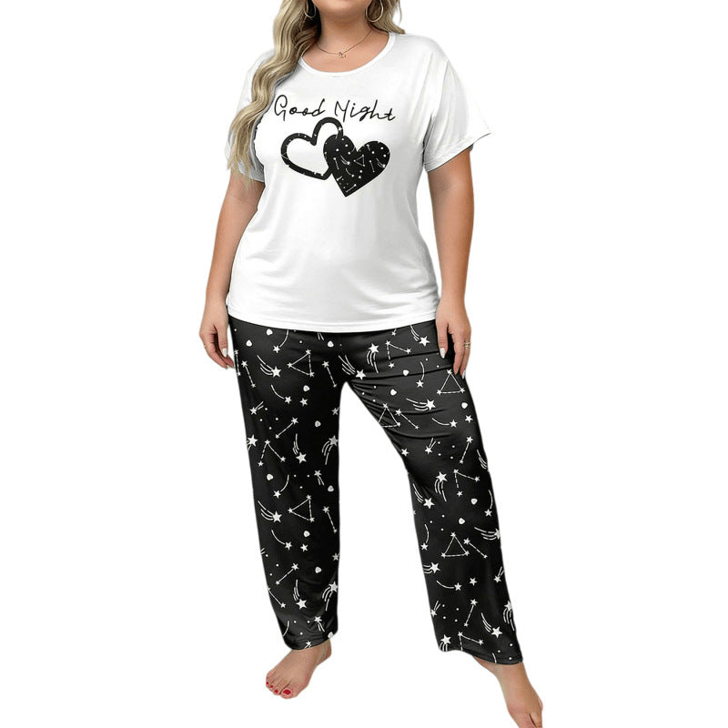 Casual Plus-Size Crew-Neck Short-Sleeve Top And Pants Set by Ricaloux