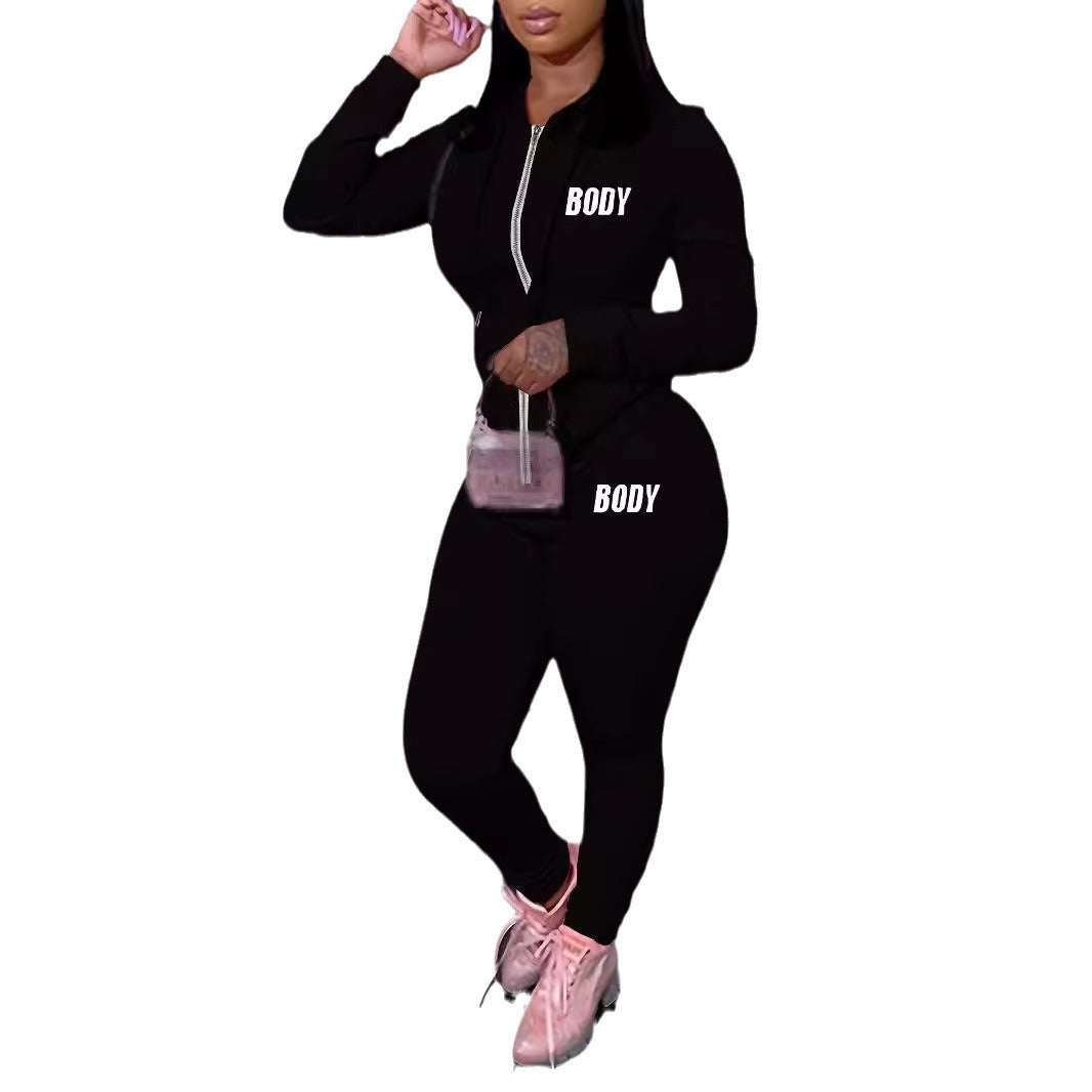 Womens Two-Piece Sweatshirt Set With Hoodie And Lettering Fashionable Outfit – Premium 0 | RICALOUX