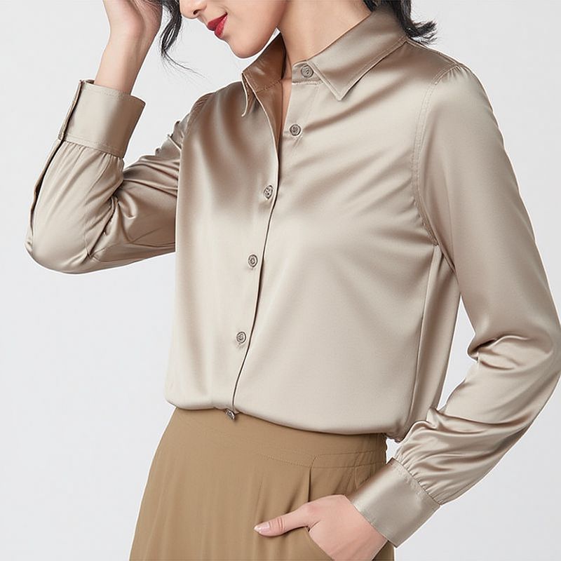 Professional-style Color-blocked Commuter Shirt Slim-fit Square-neck Top – Premium 0 | RICALOUX