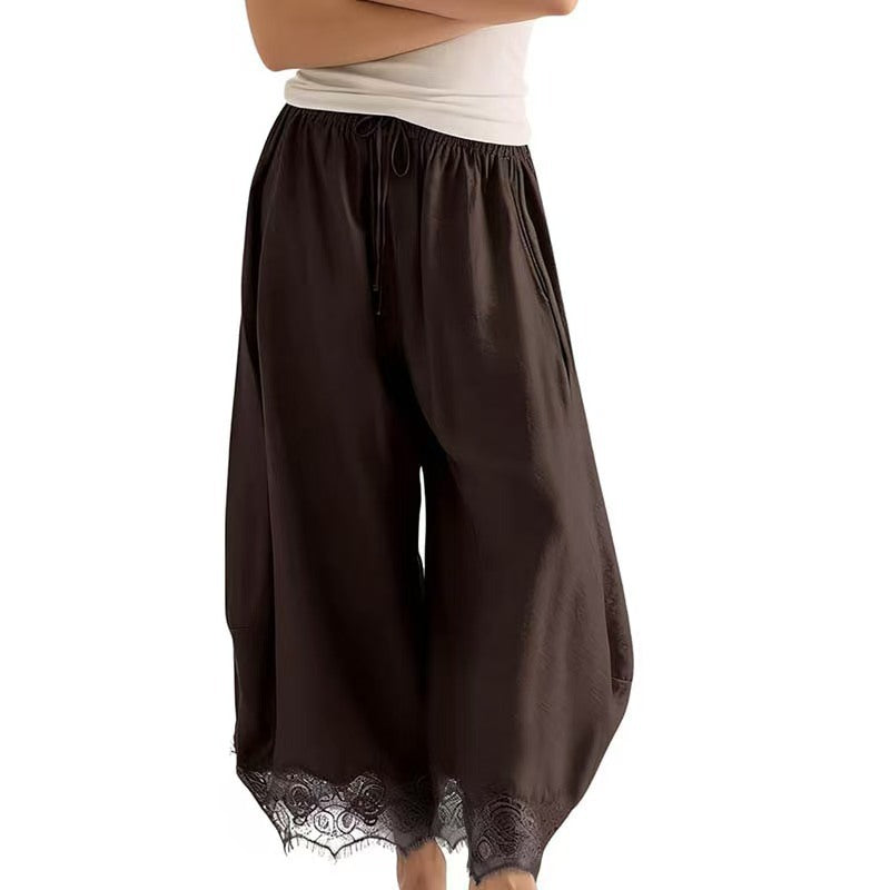 Women's Elastic-waist Lace-panelled Trousers by Ricaloux