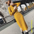 Turtleneck Knitted Split-front Dress by Ricaloux