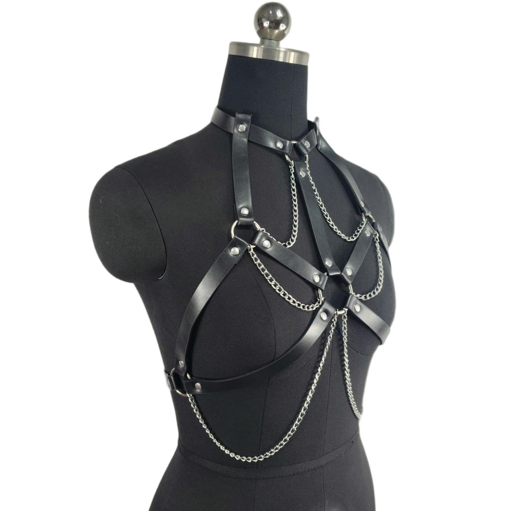 Women's Fashion Leather Strap With Chain Performance Costumes Accessories by Ricaloux
