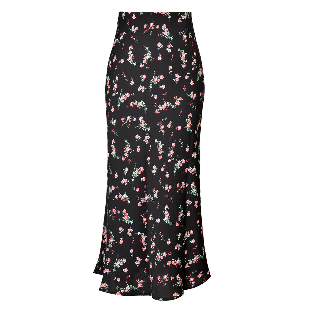 Women's Satin High-waisted Elastic Split Skirt by Ricaloux