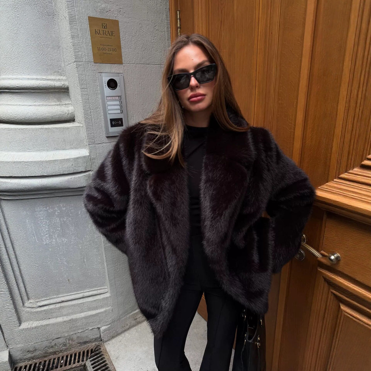 Mid-length Faux Fur Coat by Ricaloux