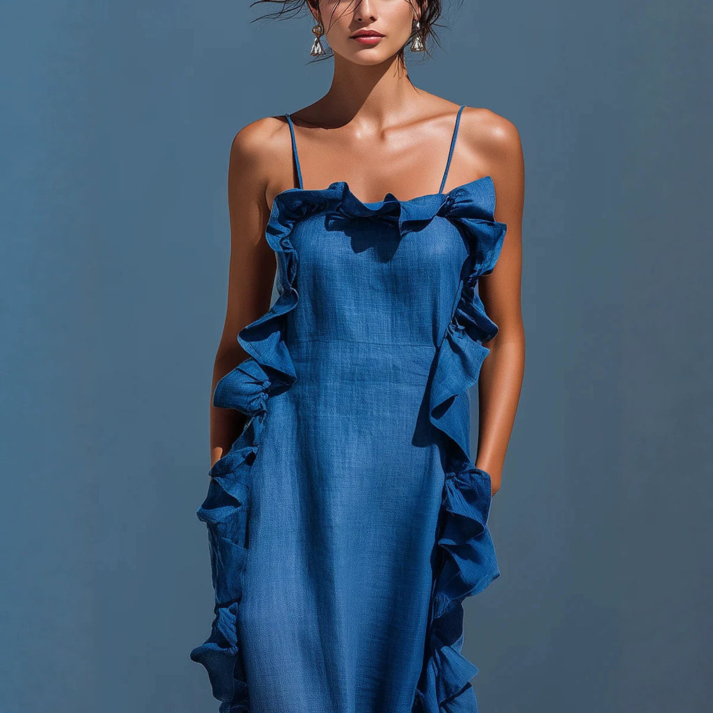 Resort Style Ruffled Sleeveless Dress by Ricaloux