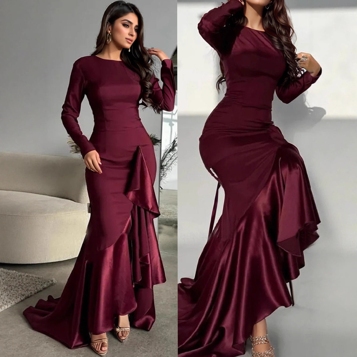 Womens Amazon-style Personality Long-sleeve Fishtail Dress – Premium 0 | RICALOUX