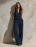 Resort-style Sleeveless Zip-neck Top And Relaxed-fit Pants Set – Premium 0 | RICALOUX