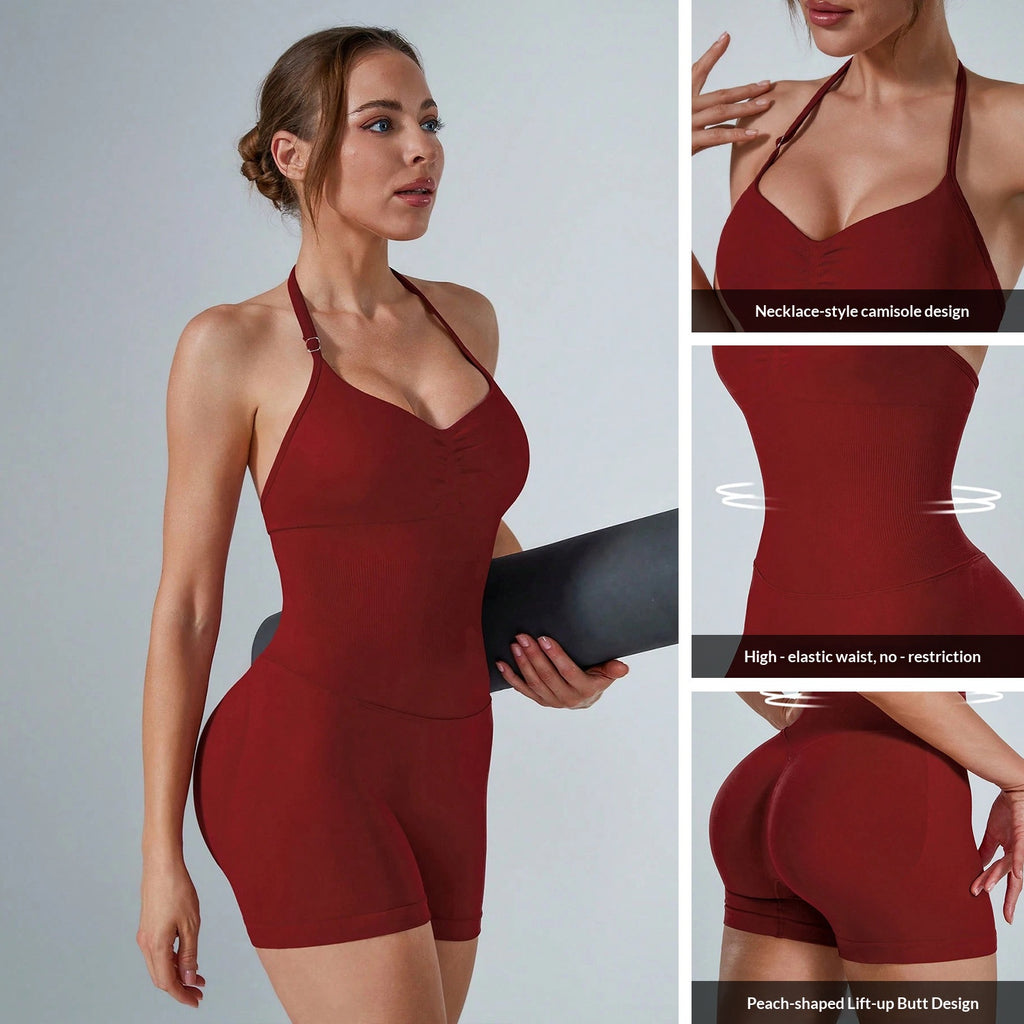Seamless One-Piece Yoga Jumpsuit, Sexy Peach Butt Yoga Bodysuit, Quick-Dry Fitness Sports Backless Yoga Outfit – Premium 4 | RICALOUX