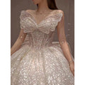 One-shoulder High-quality Long Trailing Heavy Industry Retro Wedding Dress - RICALOUX