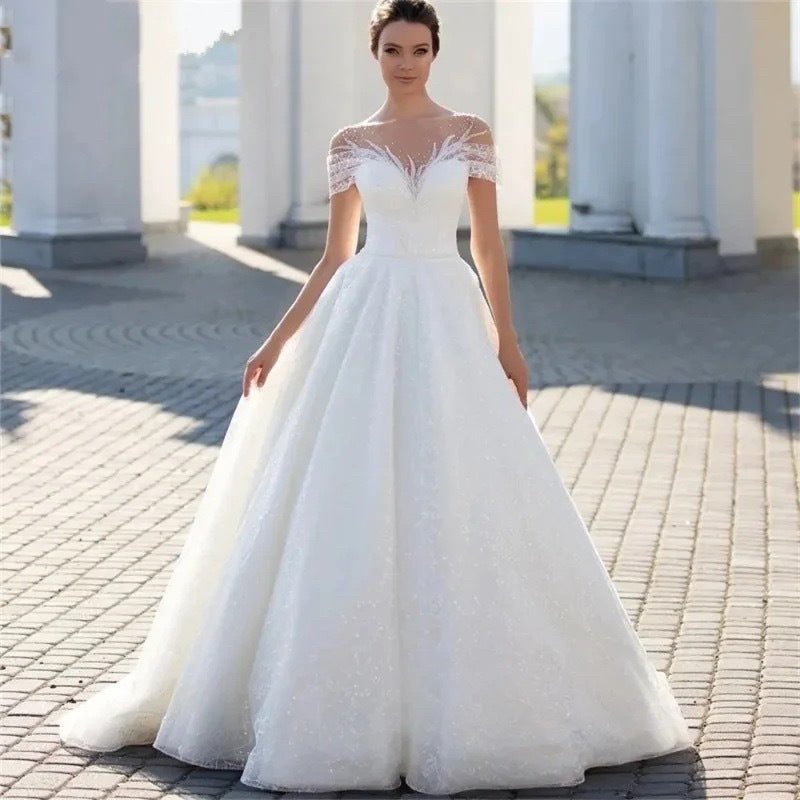 Off-shoulder Light Wedding Dress Bridal Main Yarn Lace Wedding Veil Small Trailing - RICALOUX