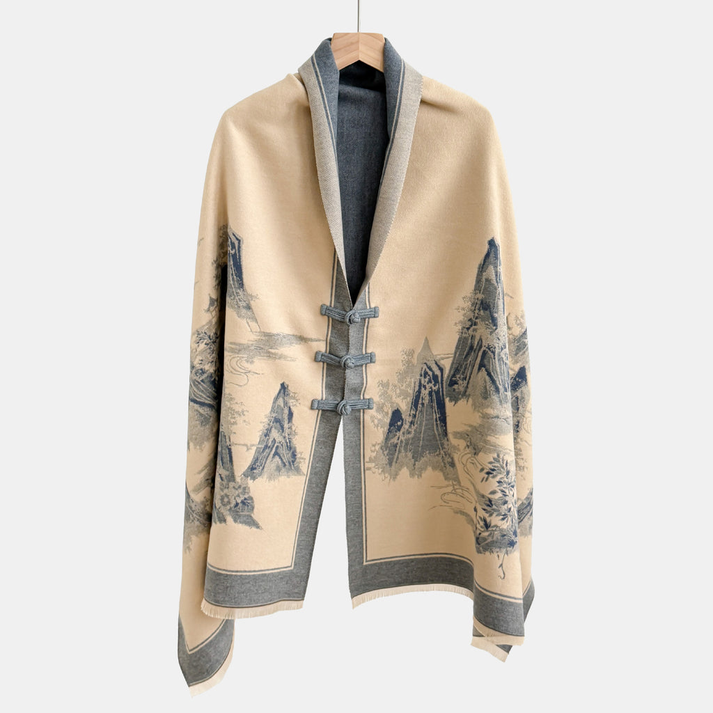 Vintage Knot-button Outerwear Jacquard Shawl – Premium 0 | RICALOUX