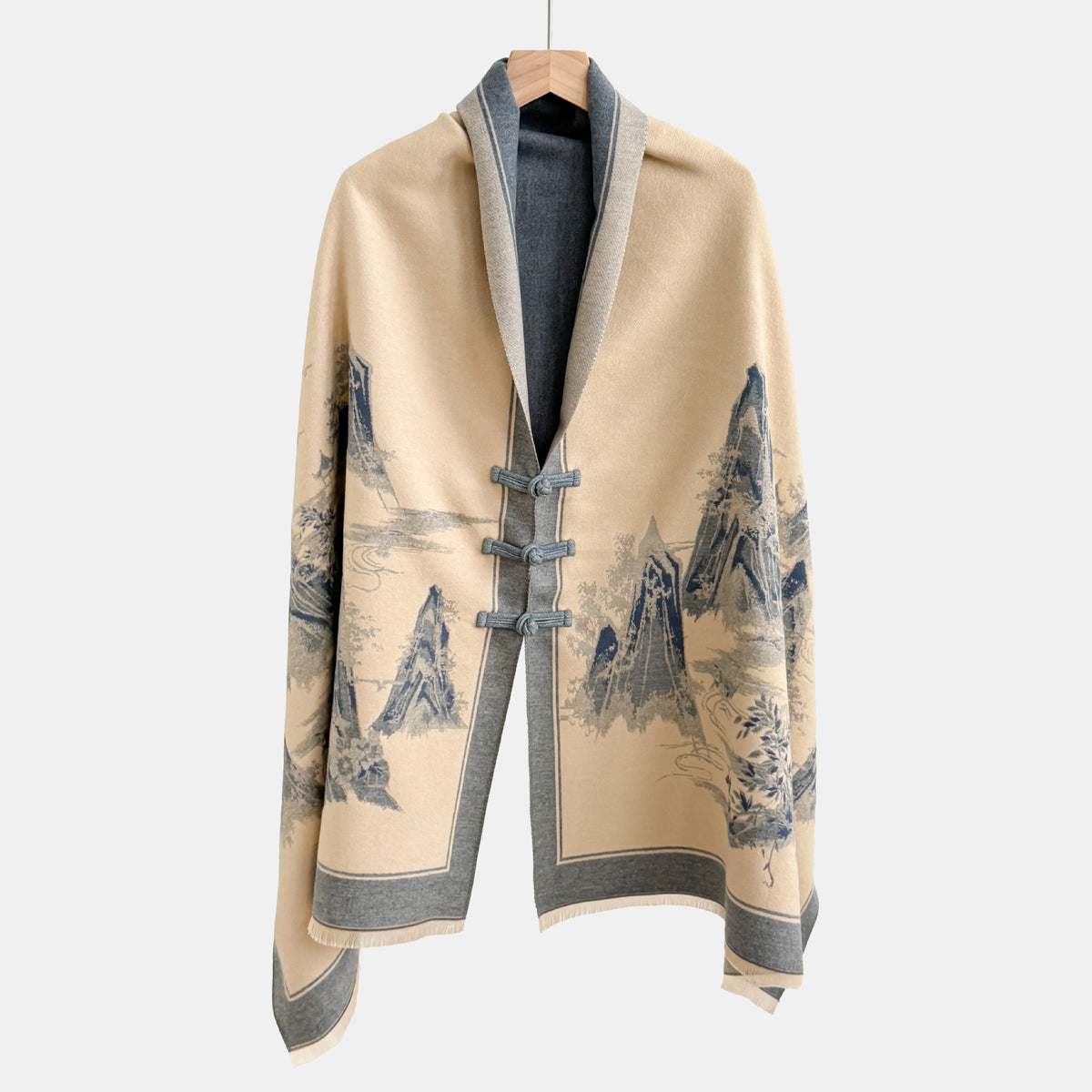 Vintage Knot-button Outerwear Jacquard Shawl – Premium 0 | RICALOUX