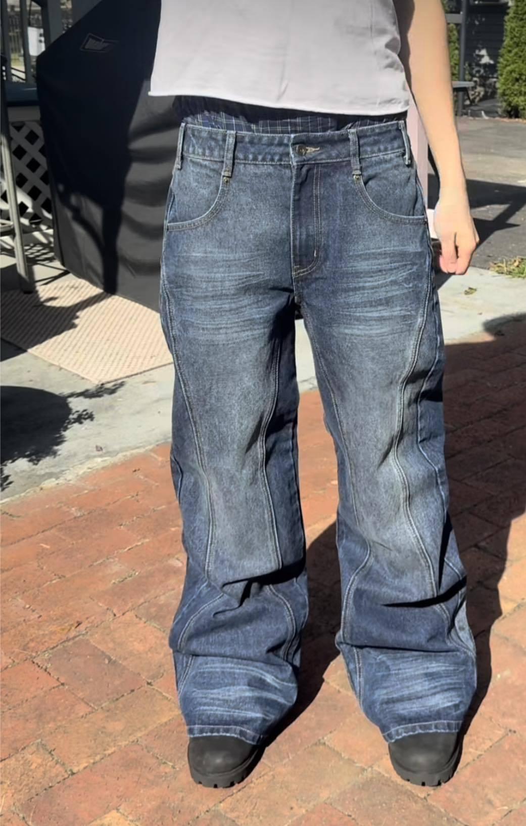 Mens Vintage Washed Distressed Jeans by Ricaloux