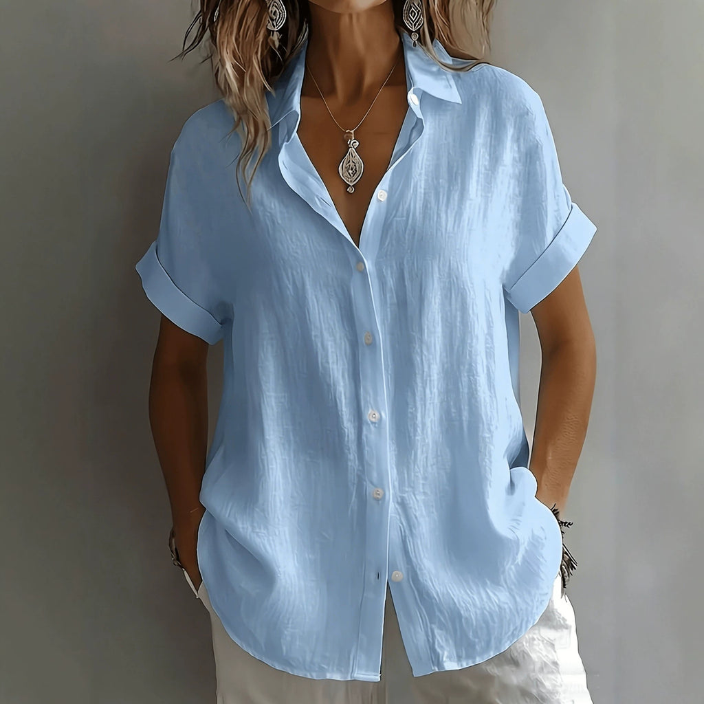 Womens Breathable Pleated-texture Casual Blouse by Ricaloux