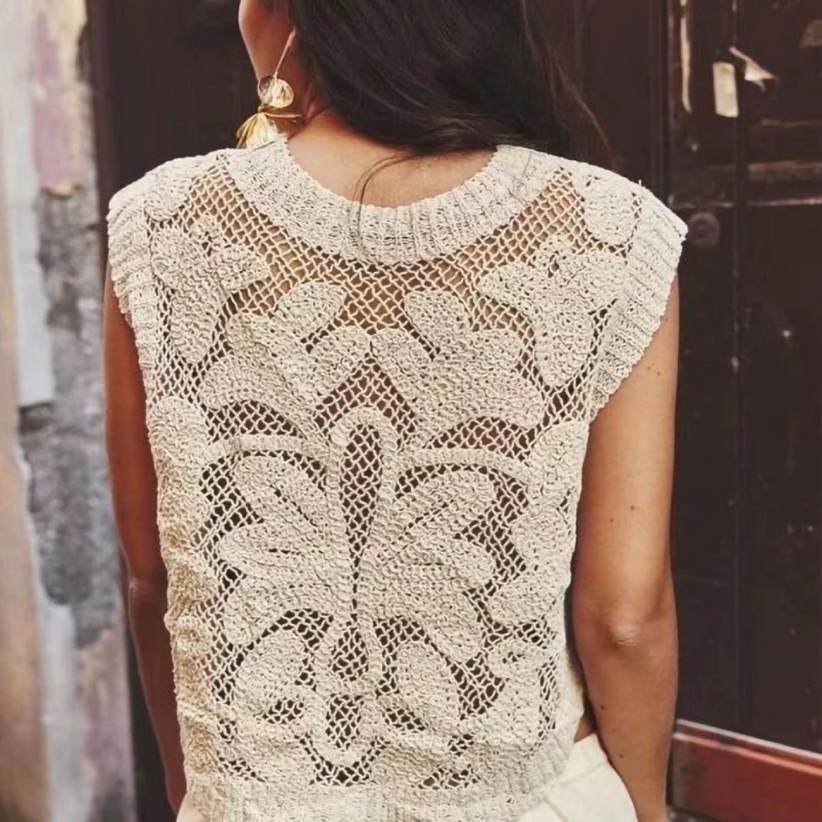 Hollow-out Knitted Casual Vest For Women by Ricaloux