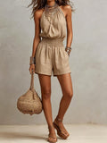European And American-style Sleeveless Womens Minimalist Linen-blend Jumpsuit – Premium 0 | RICALOUX